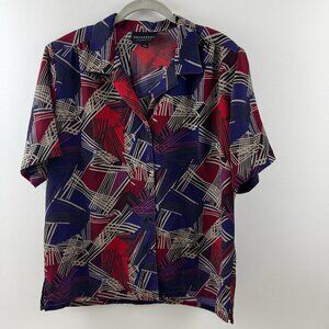 DonnKenny Sz Large Multicolored Lightweight Short Sleeve Button Up Tunic Top